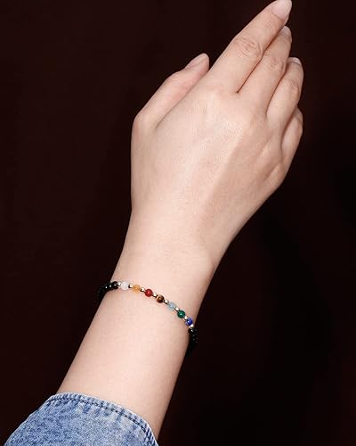 Miniatura 5 de Jewever Pulseras de 7 chakras para mujer, piedra real, cuerda de la suerte, pulsera de cuentas de cristal, cristales y piedras curativas, joyería,