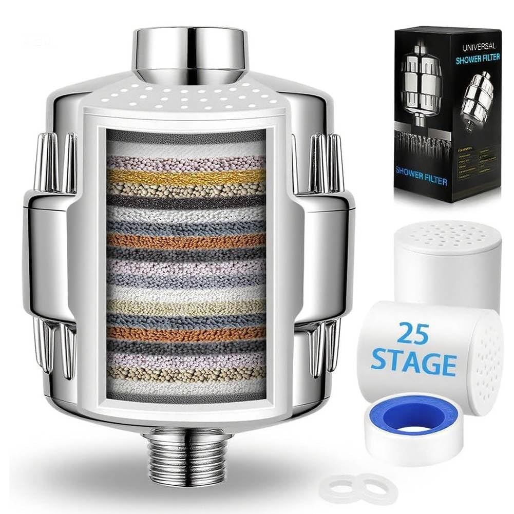 Filtre de douche OSDUE 25 étapes anti calcaire avec cartouches remplaçables