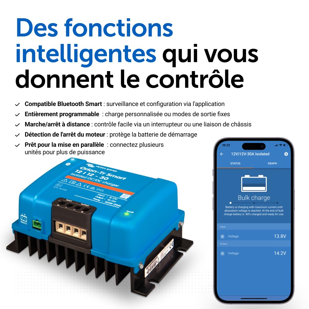 Victron Energy Orion-TR Smart 12/12-Volt 30 A 360 W CC-CC Chargeur Isolé (Bluetooth)