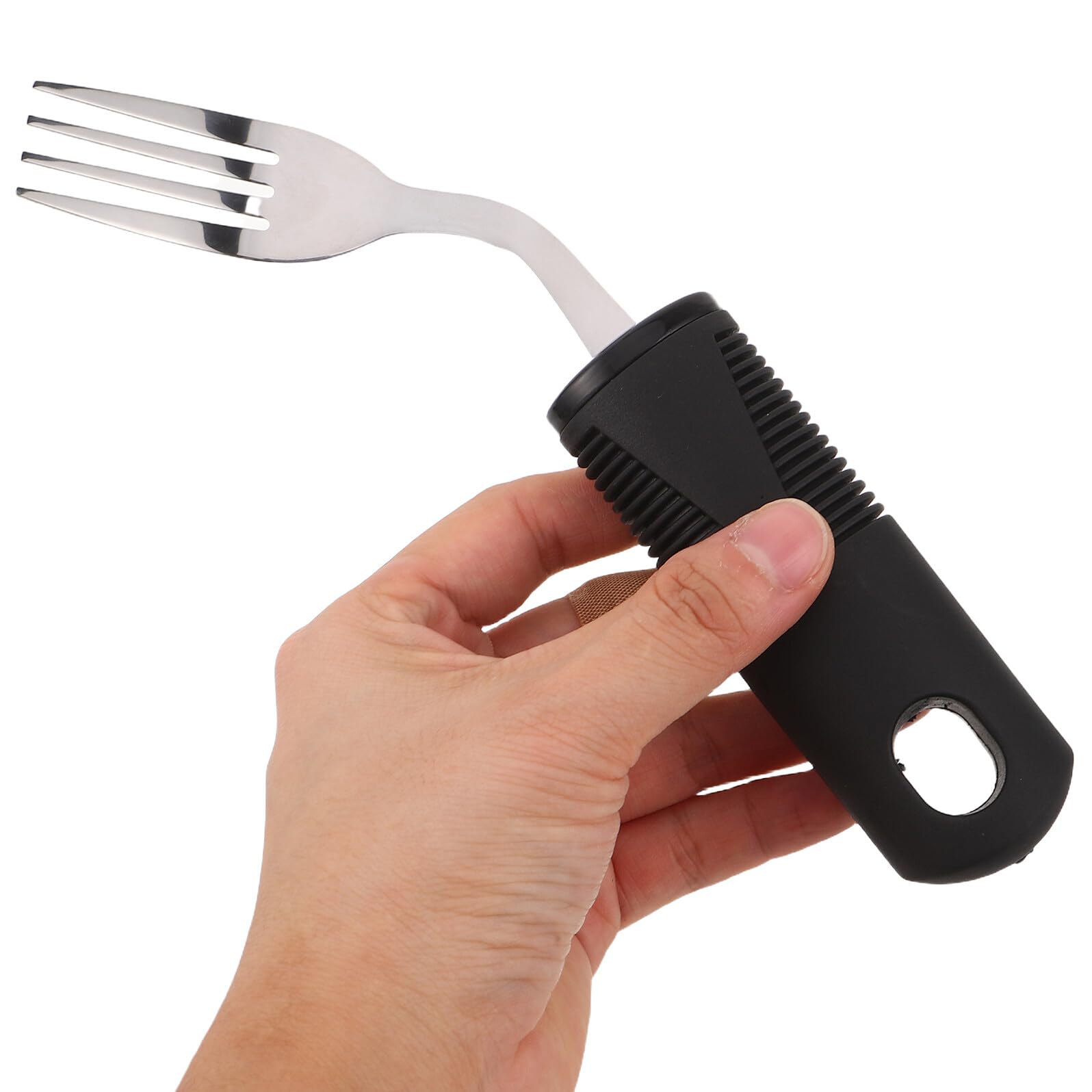 Juego de Cubiertos y Antideslizante Antivibración para Personas Mayores y Acero Inoxidable con Mango de Goma Fácil de Limpiar Vajilla Auxiliar para Usuarios con Dificultades