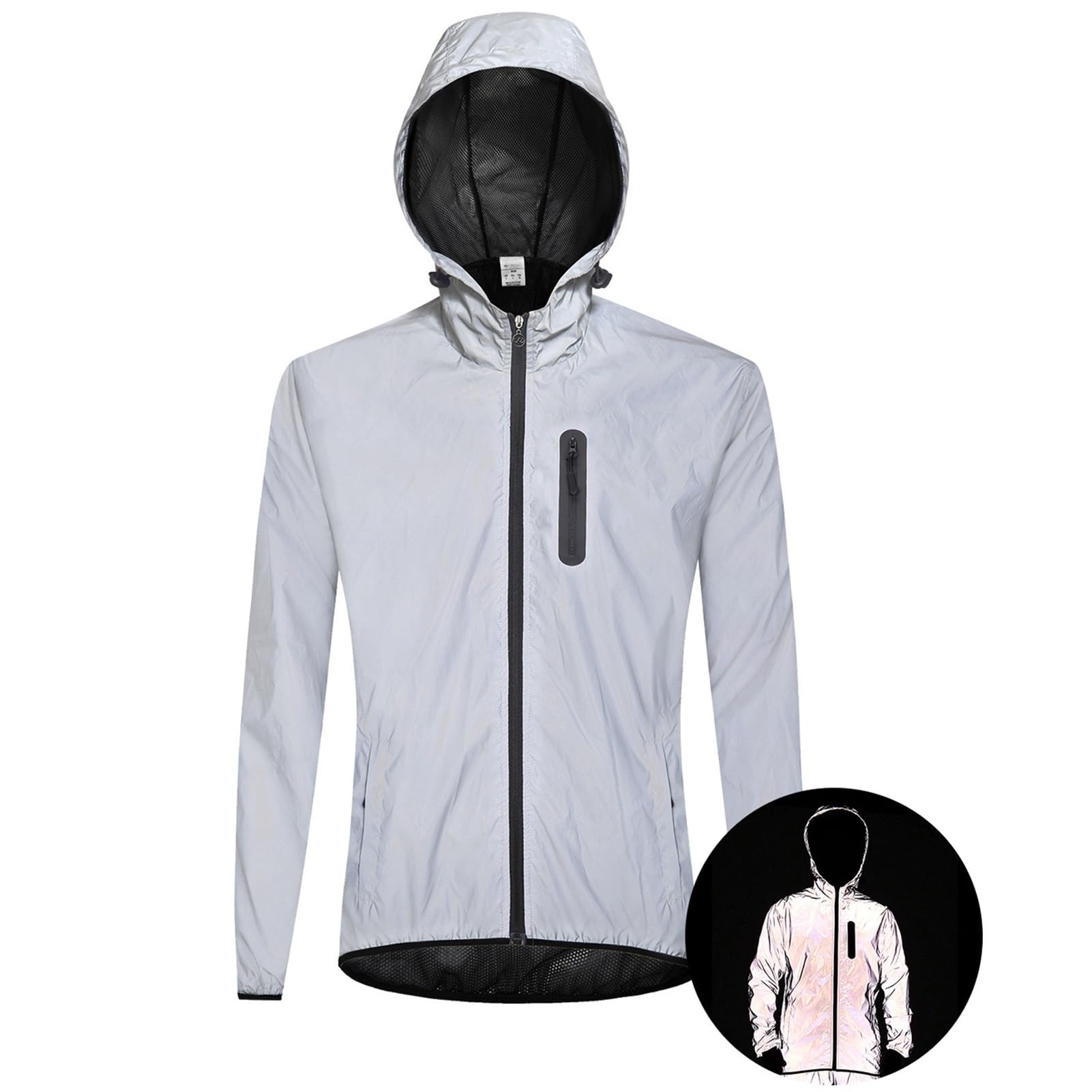 EFGETDReflective Jacket Mens Womens Cycling Jackets Running Rain Coats High Visibility Bike Jacket Breathable Windbreaker