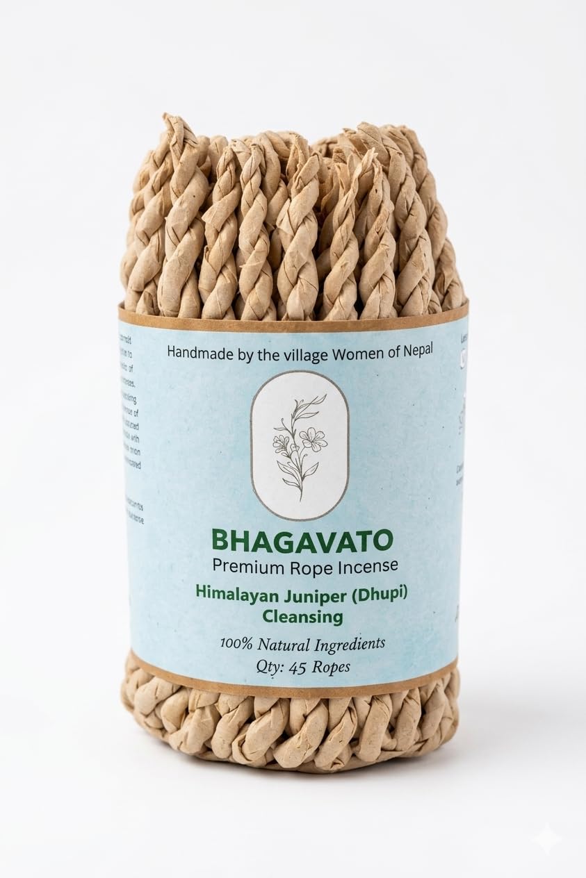 Bhagavato Handmade Himalayan Rope Incense,Eco-Friendly, Aromatic Ambiance, Healing, Purification, Made from Pure Himalayan Herbs (Natural Juniper (Dhupi))