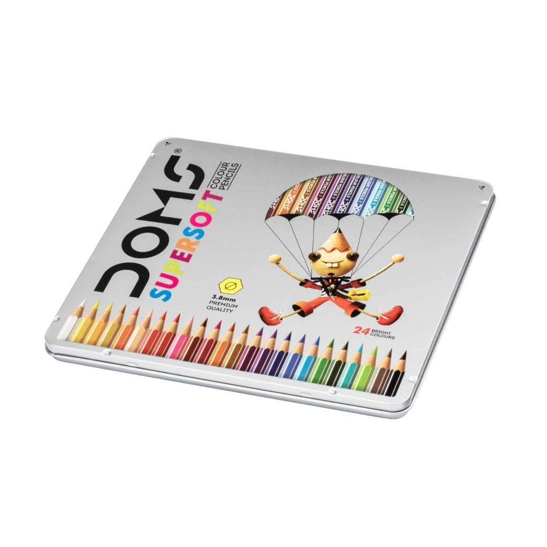 DOMS 24 Shades Super Soft Color Pencils Flat Tin Box|Smooth Color Application|For Blending&Experimenting Different Art Strokes|Non-Toxic&Safe For Childrens|Pack Of 1|Multicolor (B071NP8F9J) Amazon Price History, Amazon Price Tracker