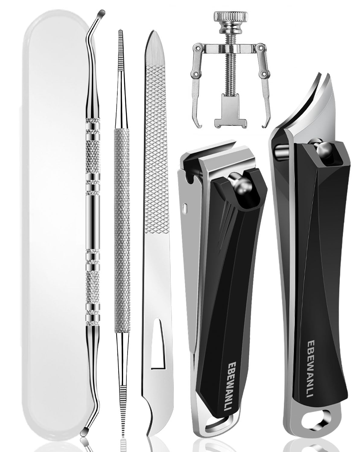Ingrown Toenail Tool 6 PCS Stainless Steel Pedicure Tool Straight Edge and Curved Slanted Nail Clippers Cutters for