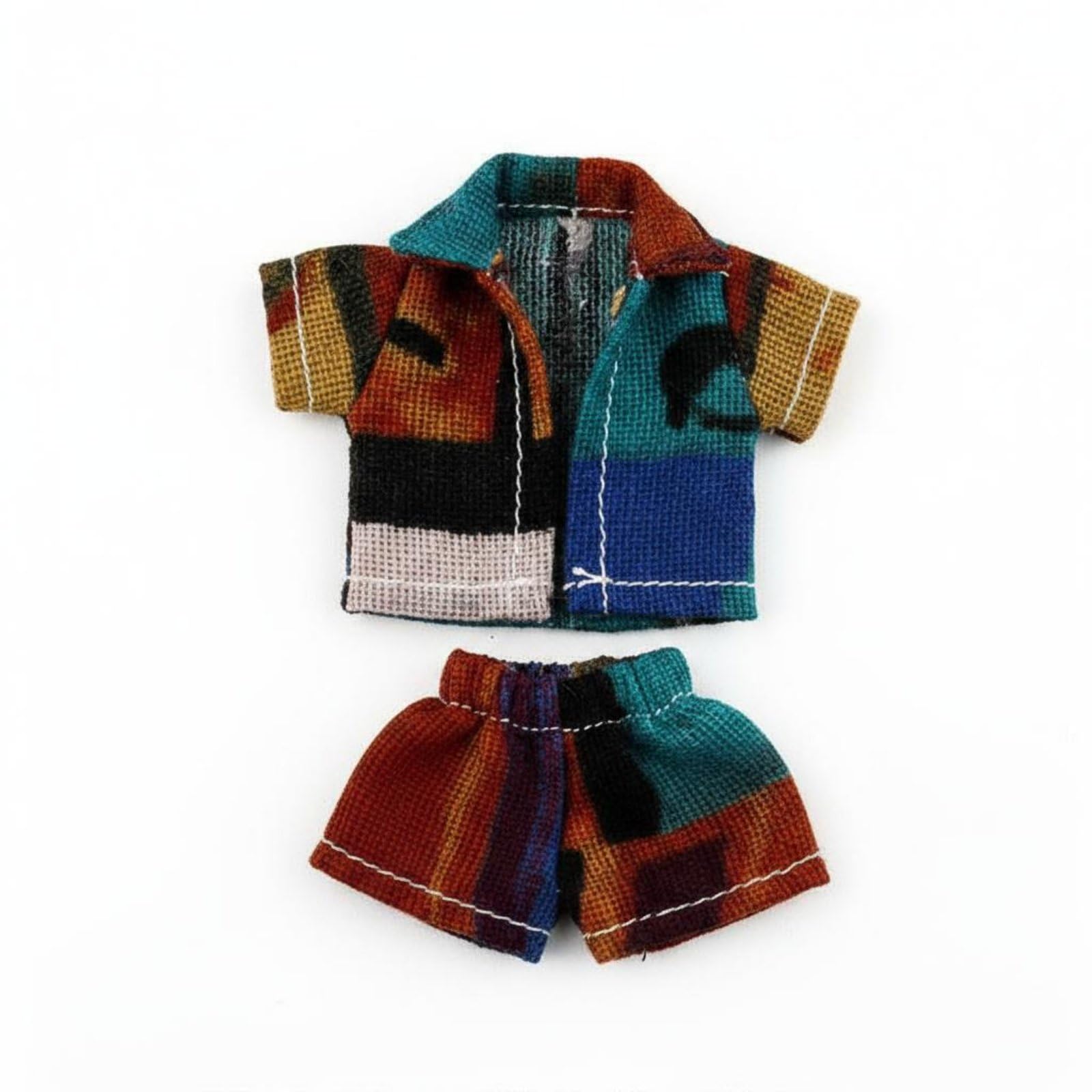 perfeclan Doll Printed Shirt Miniature Doll Clothes OB11 Outfit Soft Material Vivid Hawaiian Floral Design Stitching Suitable for Collection Gift Giving Home Display , Coffee Pattern SET