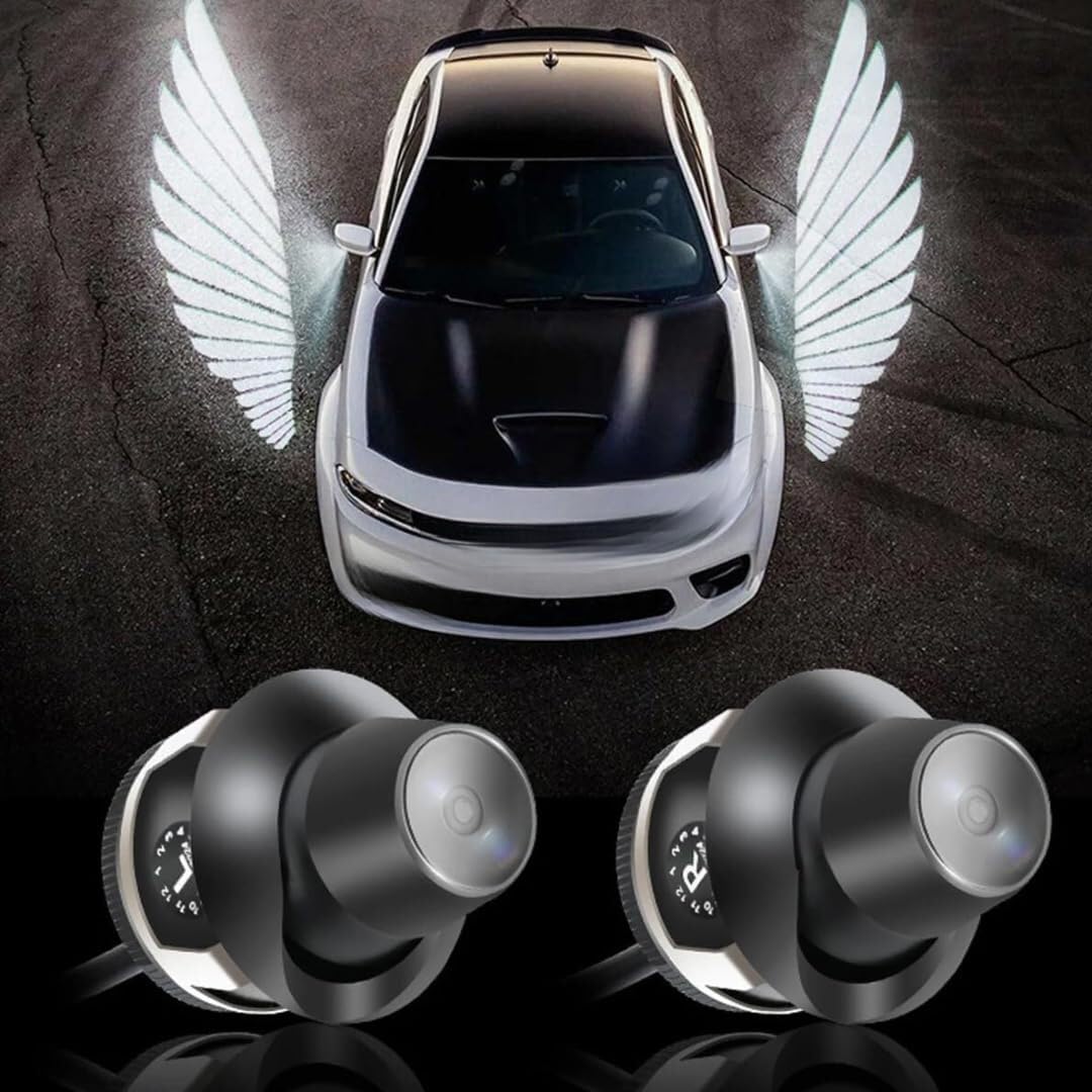 GONAMA UNIVERSALngel Wings Car Projector Lights Car Side Rear View Mirror Led Projection Laser Light HD Auto Decoration Lamp Left Right Side Rear Mirror 2 Pcs