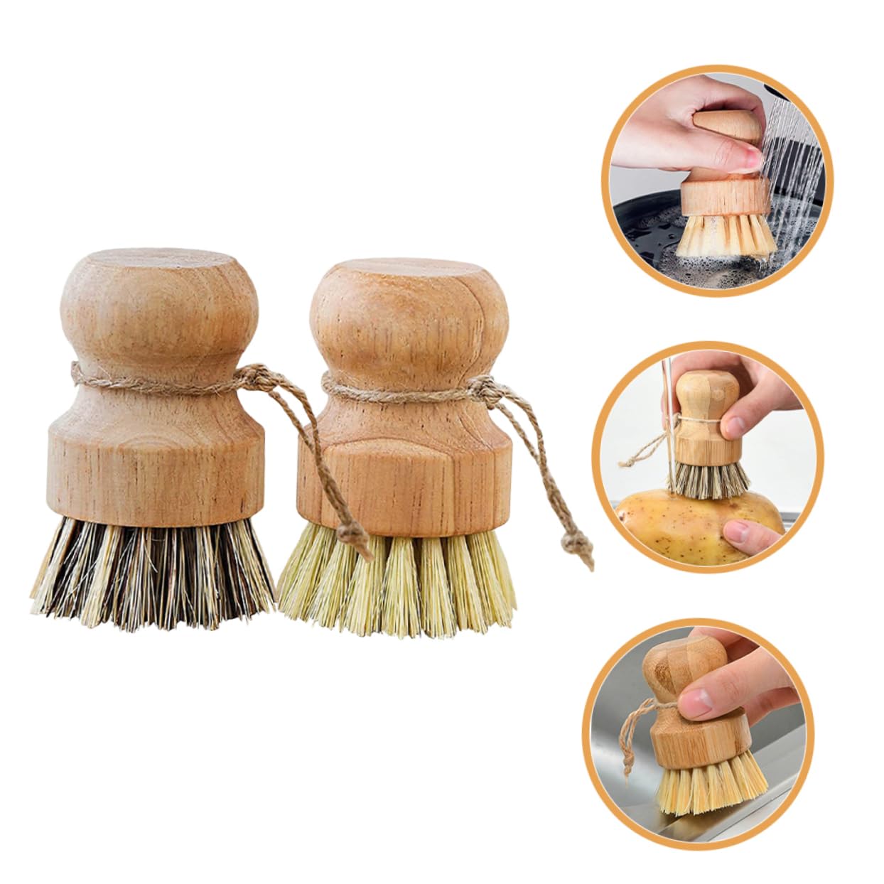 Amosfun 5 Juegos Juego De Cepillos para Platos De Cocina Cepillo para Platos Cacerola Dish Brush Cepillos Limpiar Azulejos Fregar Cepillo para Lavar con Mango De Madera 4 Uds * 5