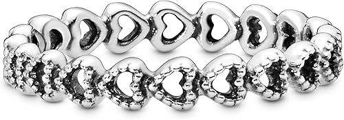 Miniatura 3 de Pandora Anillo de plata de ley con banda de corazones de joyería Metal no aplica