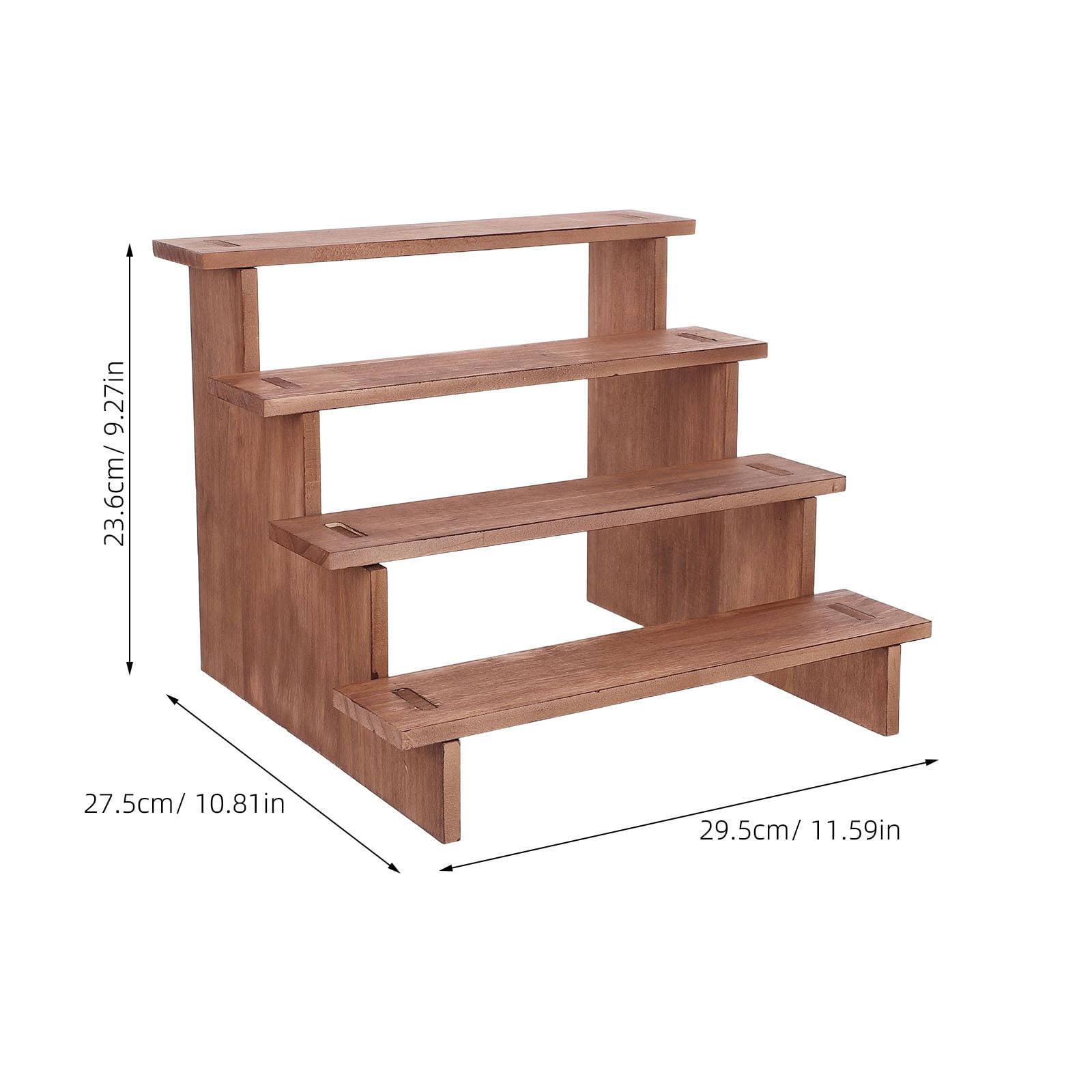 Operitacx 1 Set di supporti espositivi in ​​legno: supporto per cupcake e dessert a 4 ripiani in legno - Scaffale da tavolo per action figure, profumi, oggetti da collezione e allestimenti per negozi.