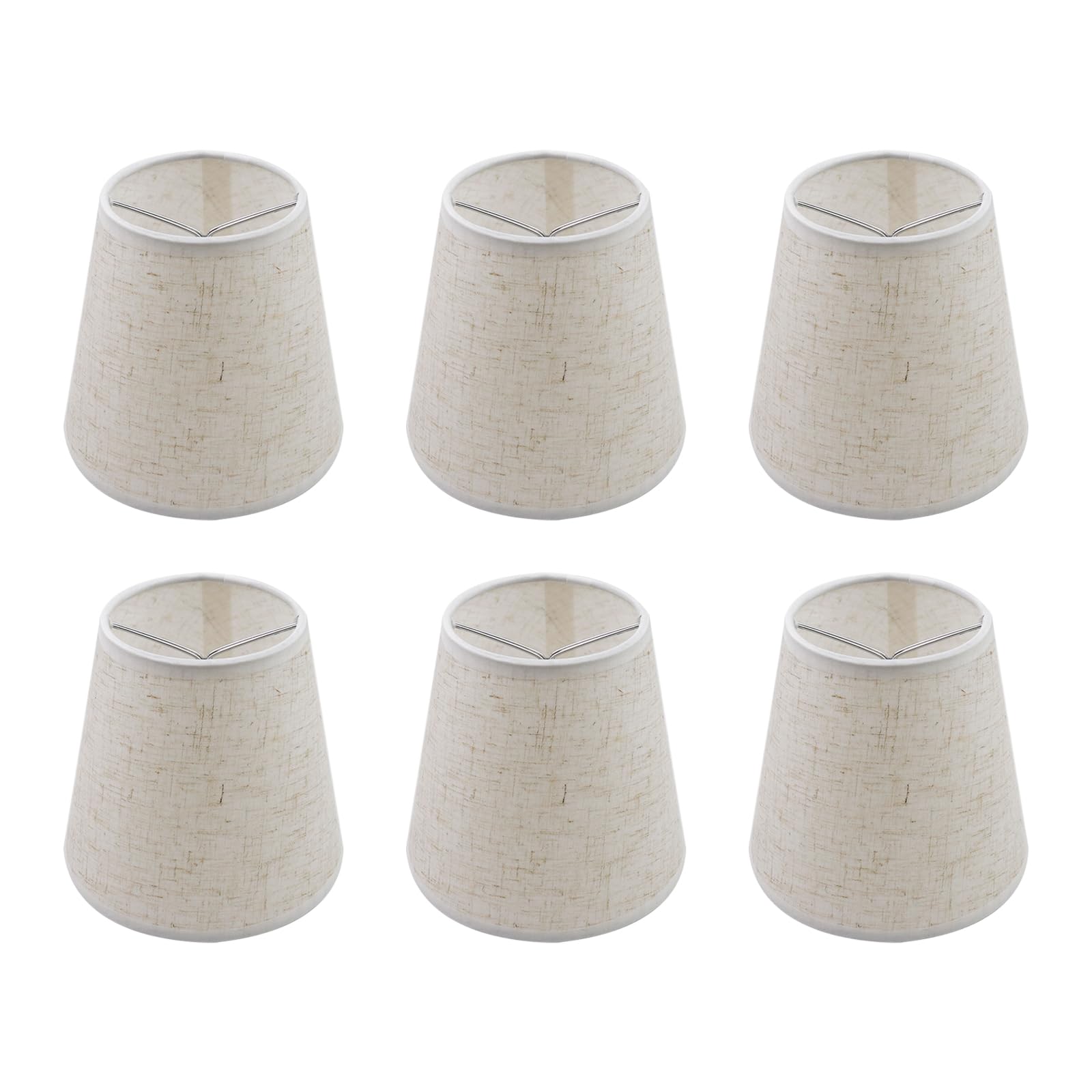 Curqia Set di 6 piccoli paralumi a clip in lino bianco per lampadari