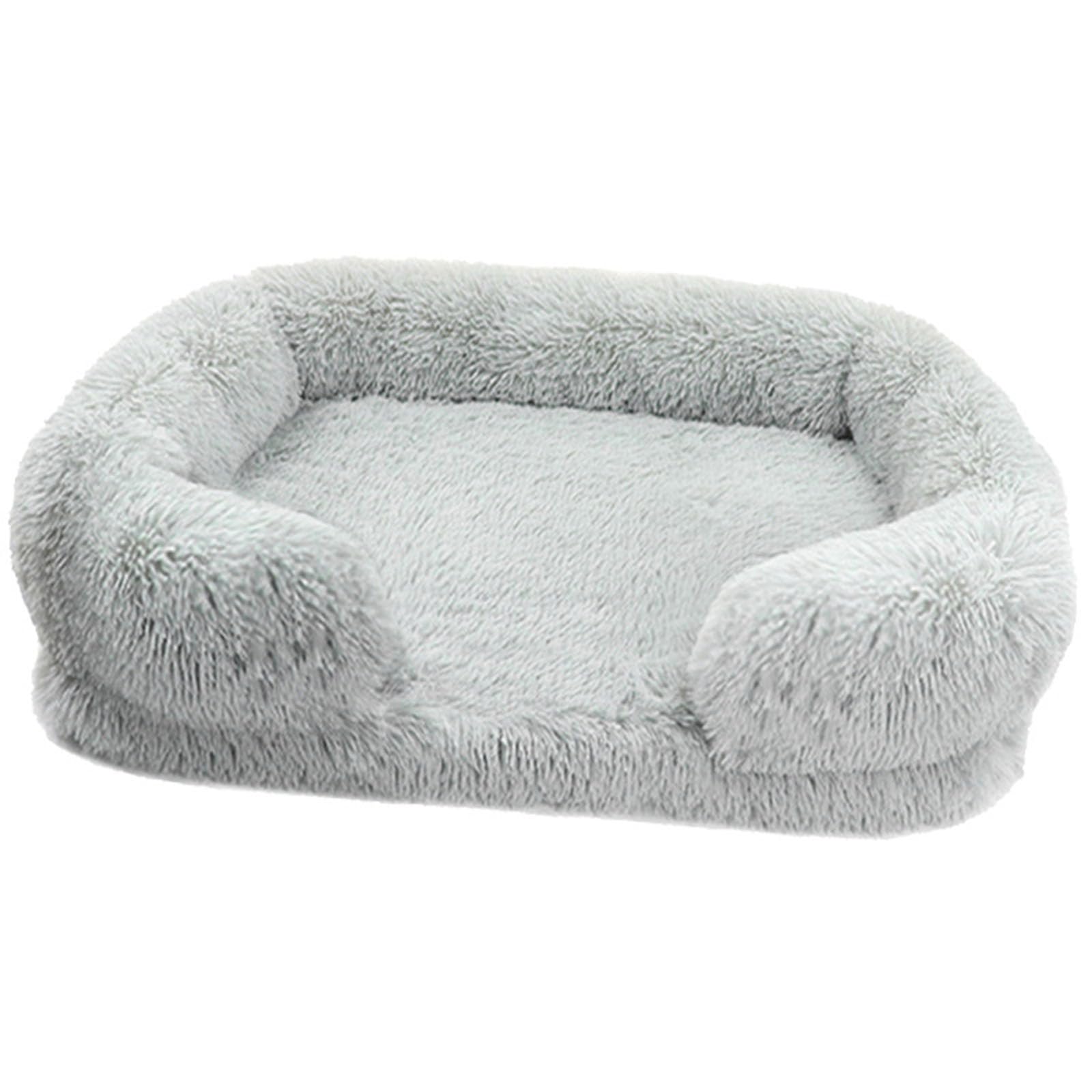 BangDon Rectangle Washable Removable Dog Bed with Soft Cosy Plush Breathable Cat Sofa Dog Bed for Small Medium Large Pet Mat (XL(100x60x18cm),light grey)