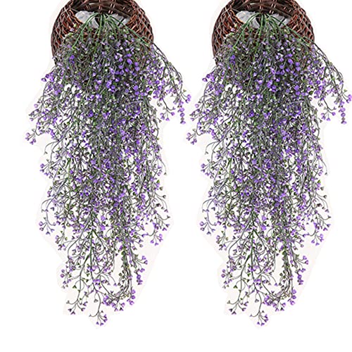 OUKEYI 4 Pcs Hanging Fake Plants Fake Vines Artificial Plants Large Faux Hanging Plant Fake Ferns Faux Ivy Fake Indoor Outdoor Decorations?Purple?