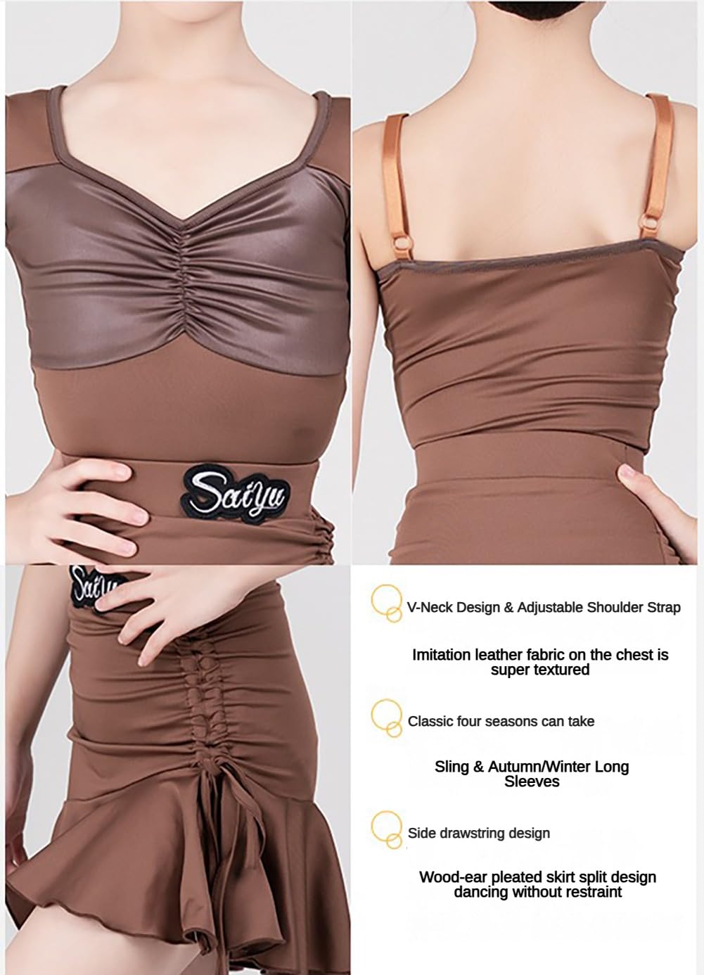 Abito da Ballo Latino per Ragazze Abbigliamento Professionale per Spettacoli di Danza Adatto per Tango Cha Cha Salsa Balli Sociali Gonna Abbigliamento per Allenamento Quotidiano