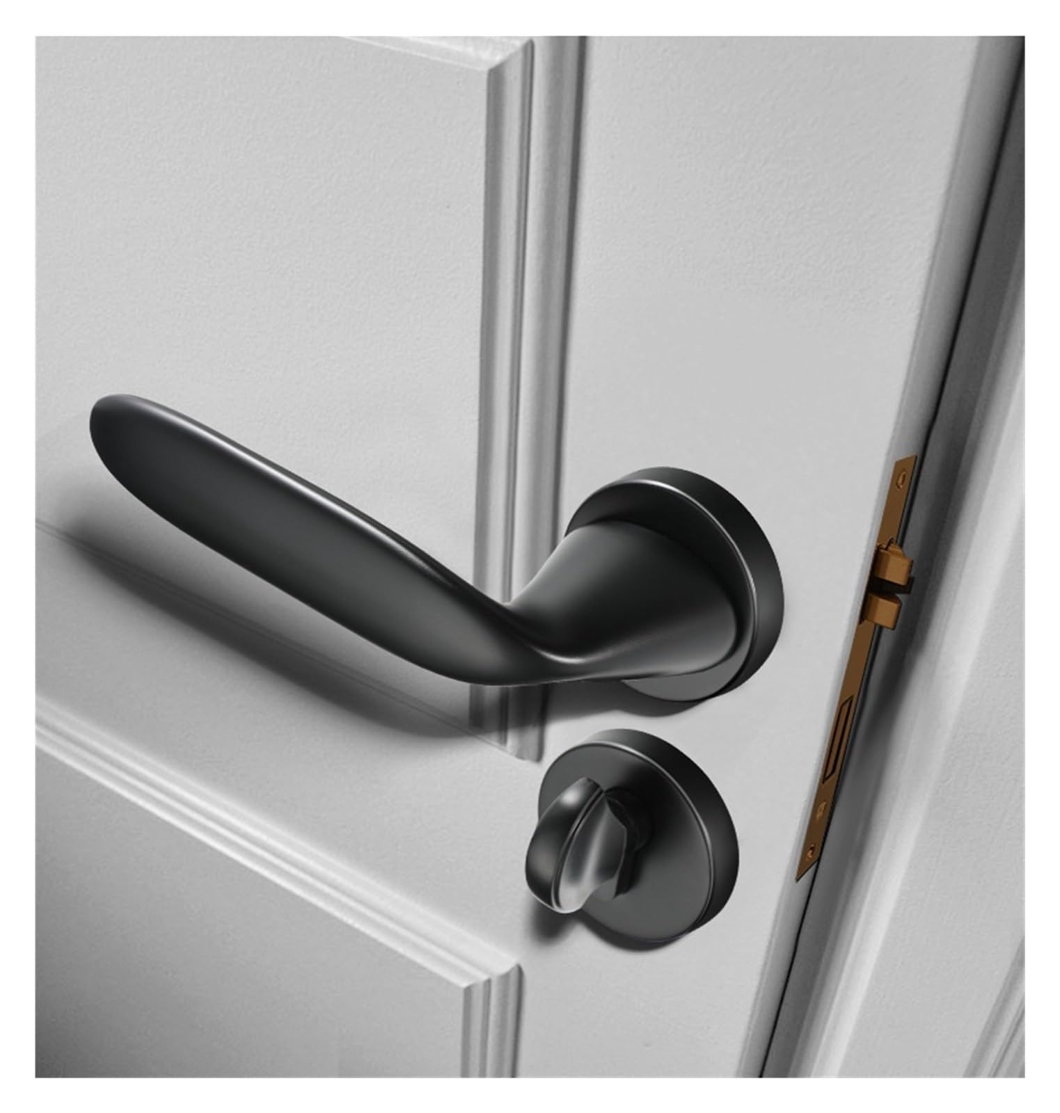 NYRXRYTCA American Black Bedroom Door Lock Gold Light Luxury Indoor Magnetic Silent Door Lock Modern Simple Room Door Lock(Nero,58 Silent Lock)