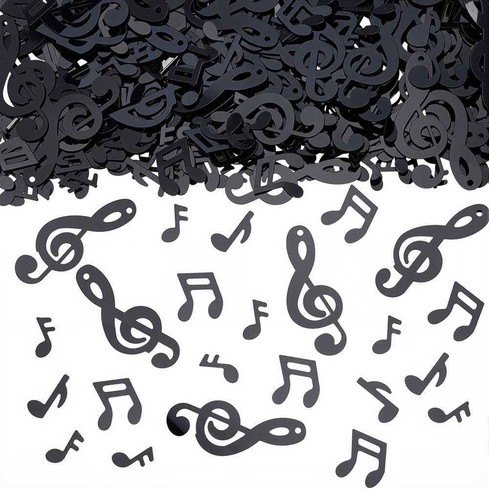 SOFPLATE About 50G Musical Notes Confetti Black Table Confetti Small PVC Clef Cutout Decorative Table Desk Scatter Centerpieces Sequins for Wedding Birthday Event Music Party Favors DIY Celebration