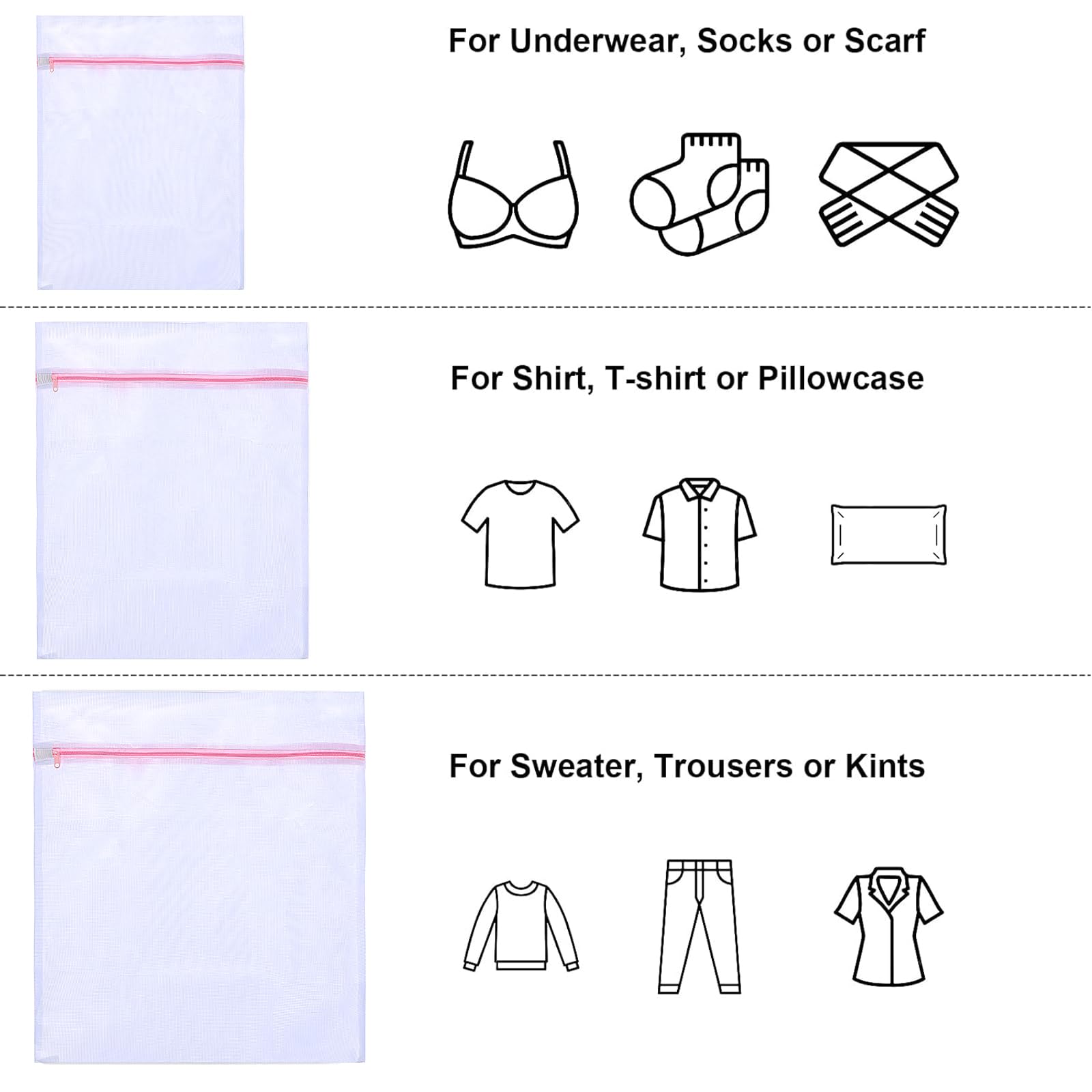 Sacchi Da Biancheria Per Lavatrice - Set 4 Pezzi In Rete, 2XL E 2L, Per Lavaggio Delicato - Foto 5