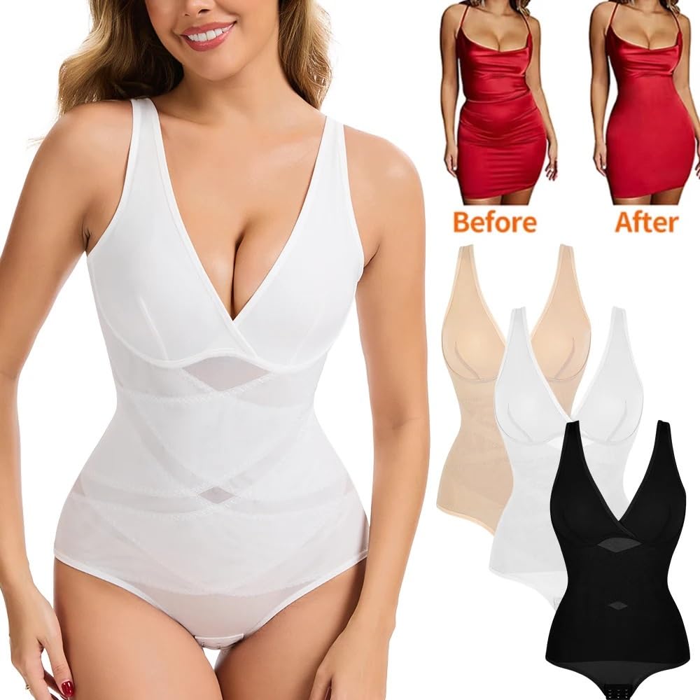 Genérico Fajas De Mujer Body Body Shapewear for Mujer Control de Barriga con Cuello en V Diseño Cruzado Butt Shaper Invisible
