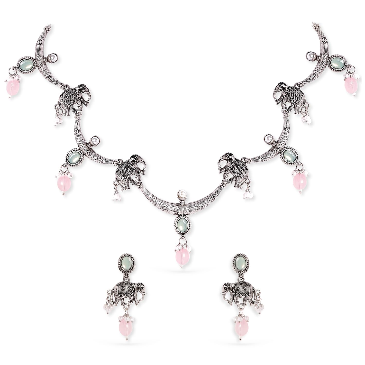 Rubans Oxidised Necklace Set Stylish Boho Jewellery Gift for Women & Girls