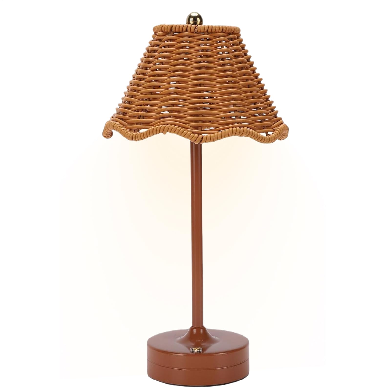 Cordless Rattan Table Lamp, Rechargeable 3 Colors Dimmable, Wicker Light Shade, Artificial Rattan Lighting, Desk Lamp for Bedroom Night Light Bedside Reading