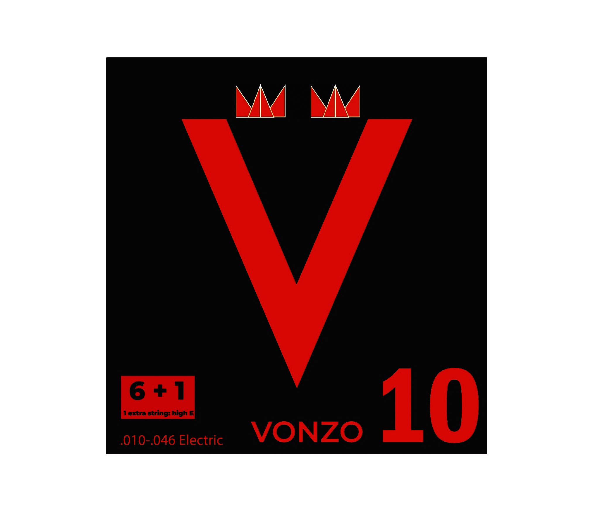 Vonzo 10 Electric Guitar Strings, Nickel Wound, Regular Light, 10-46, Free Spare High"E" String | Metal, Blues, Rock guitar strings