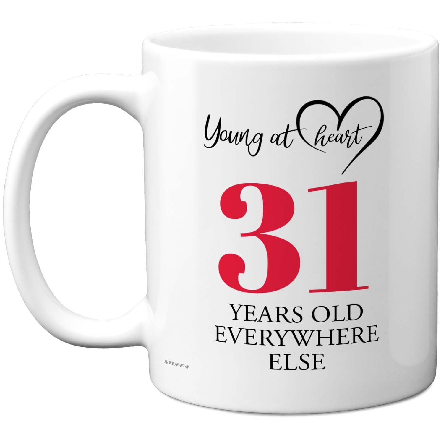 31st Birthday Gifts for Women Men, Cheeky Novelty Mug Young at Heart, Gag Joke Gifts, Perfect Funny Mugs for Thirty-One Thirty-First Birthday Present, 11oz Ceramic Coffee Mugs