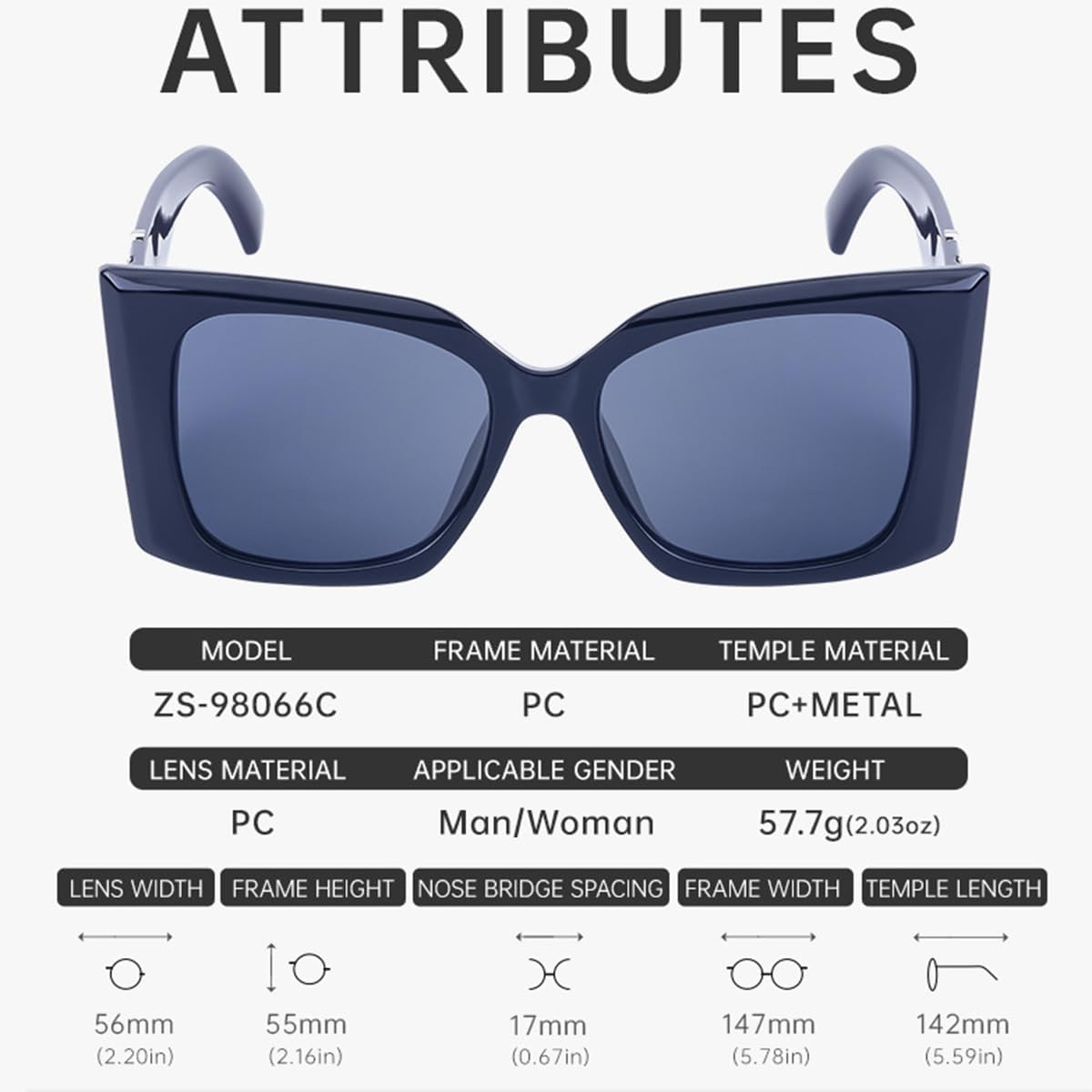 Women's Personality Oversized Cat Eye Sunglasses, Suitable for Photo, Driving, Fishing, UV Protection and Anti-Glare. - Image 7