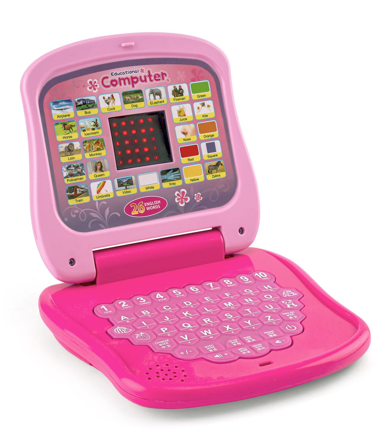 Play Nation Premium Educational Electronic Laptop with LED Screen for Kids|Computer Toy with Sound & Music|Alphabet & Numbers Learning Activity Toy for 3+Yrs Old| BIS Certified|Best Birthday Gift|Pink