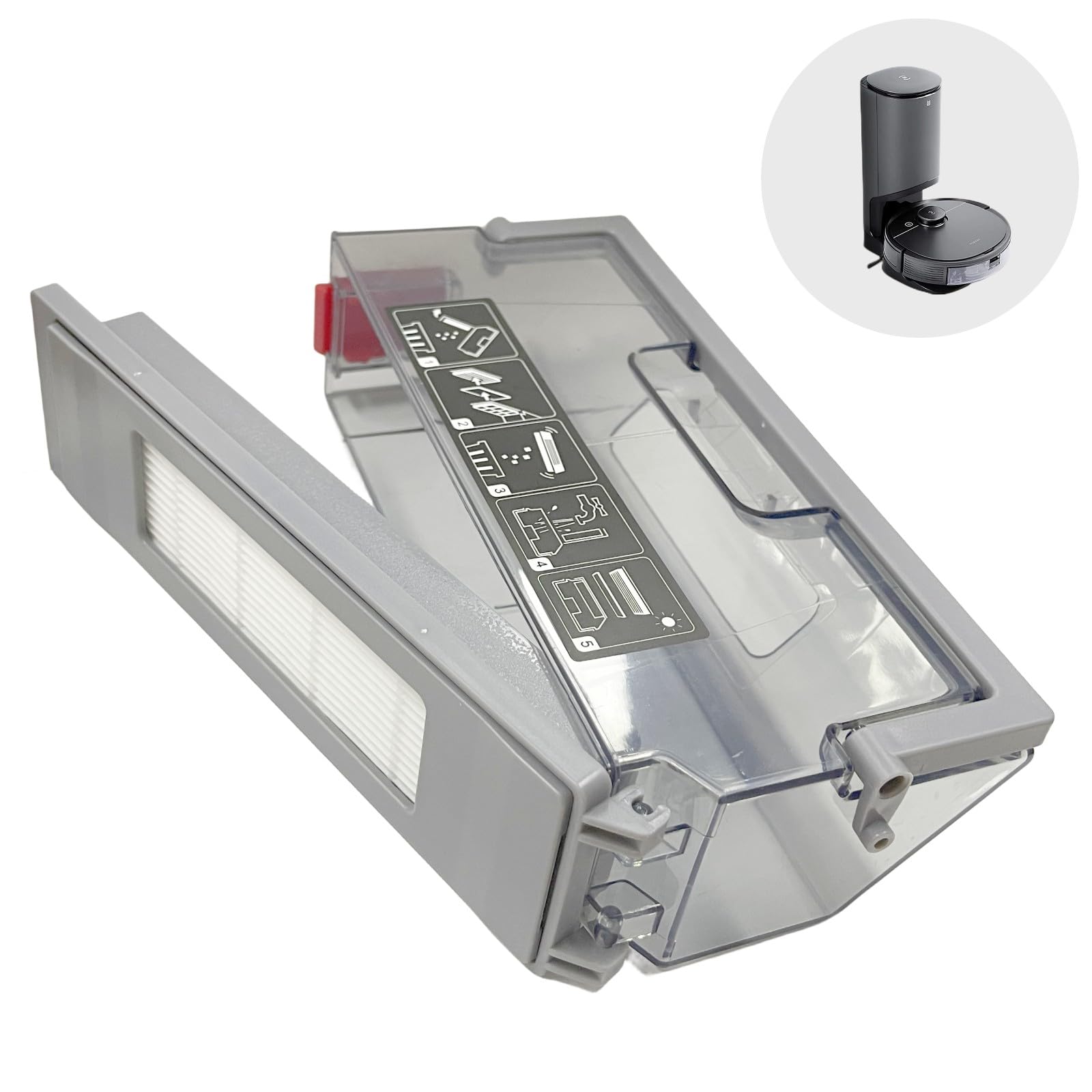 Dust Bin Box Compatible with Ecovacs Deebot Ozmo Yeedi T5/N5/T8/N8/T8AIVI/T8MAX/T8POWER/T9/950 Series Robot Vacuum Cleaner Parts