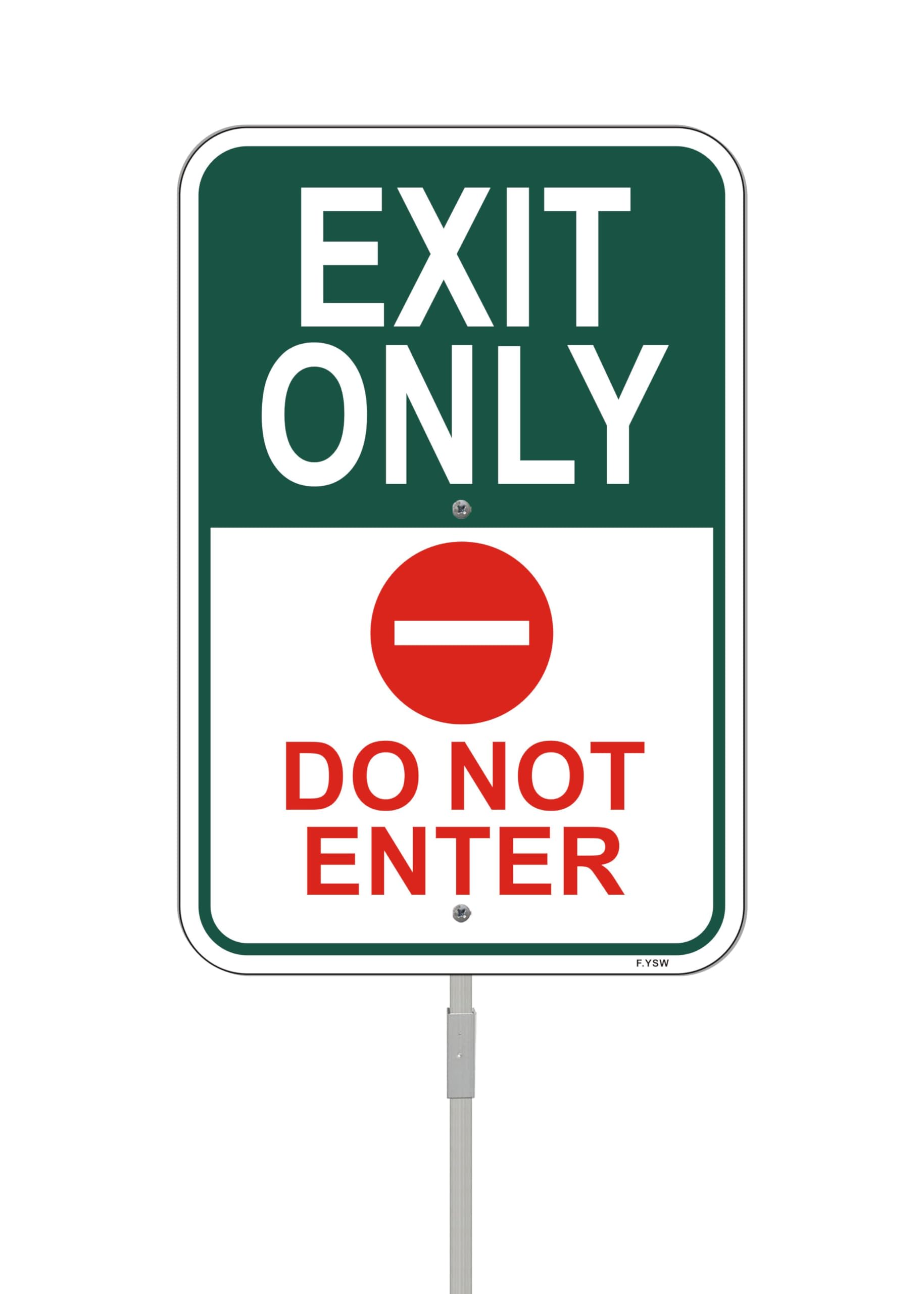 Exit Only Do Not Enter Sign No Entry 18" x 12" With 35" Long Metal Stakes With Stand Aluminum Outdoor Use Yard Business