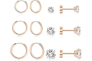 Elegant Trio Stud Flat Screw Back Earrings