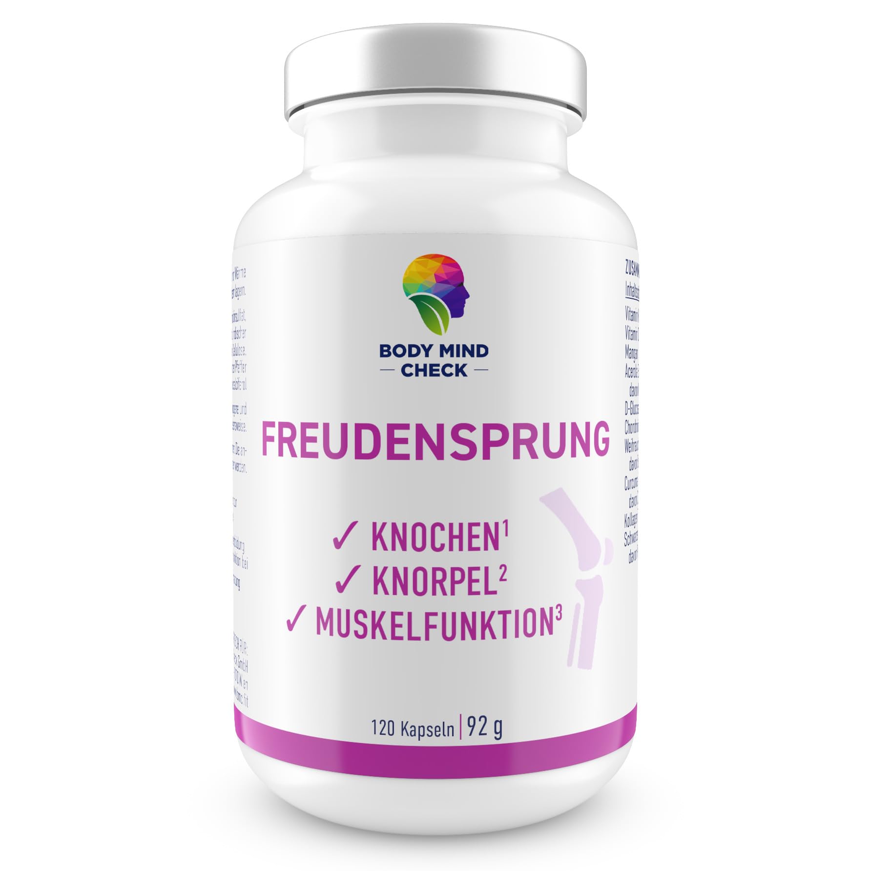 FREUDENSPRUNG für Knochen, Knorpel, Muskelfunktion und mit Weihrauch für die Gelenke - 120 Kapseln mit Glucosamin, Chondoitin, Kollagen, Mangan, Kurkuma, Weihrauch, Vitamin C/D/K - hochdosiert.