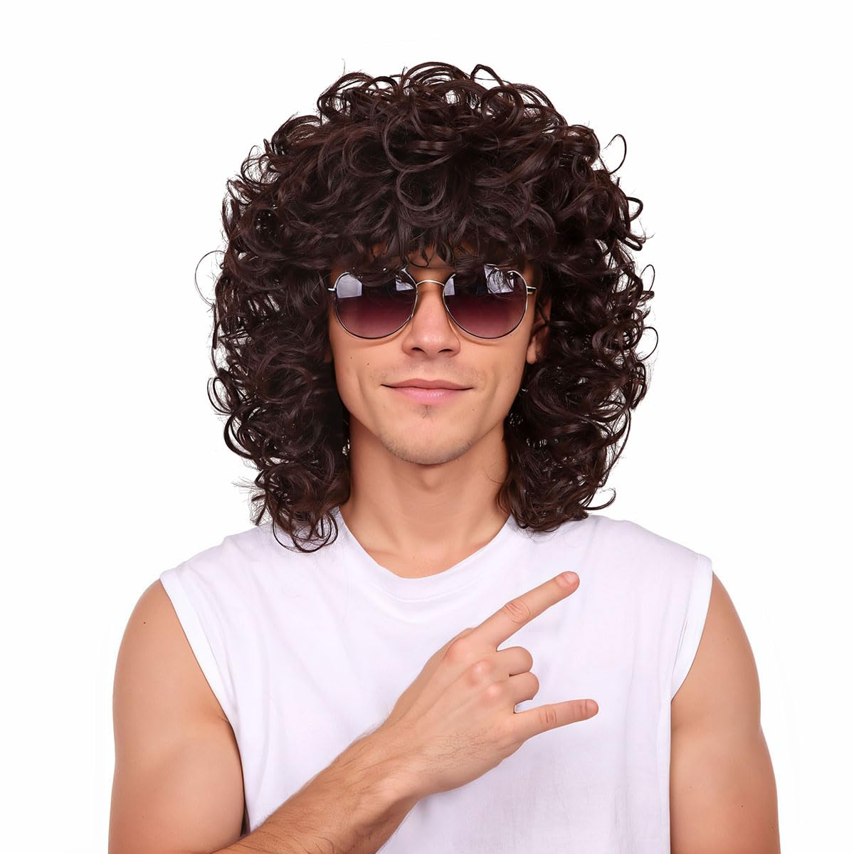 FantaLook Short Curly Brown Halloween Cosplay Wig for Men FantaLook Short Curly Brown Halloween Cosplay Wig for Men