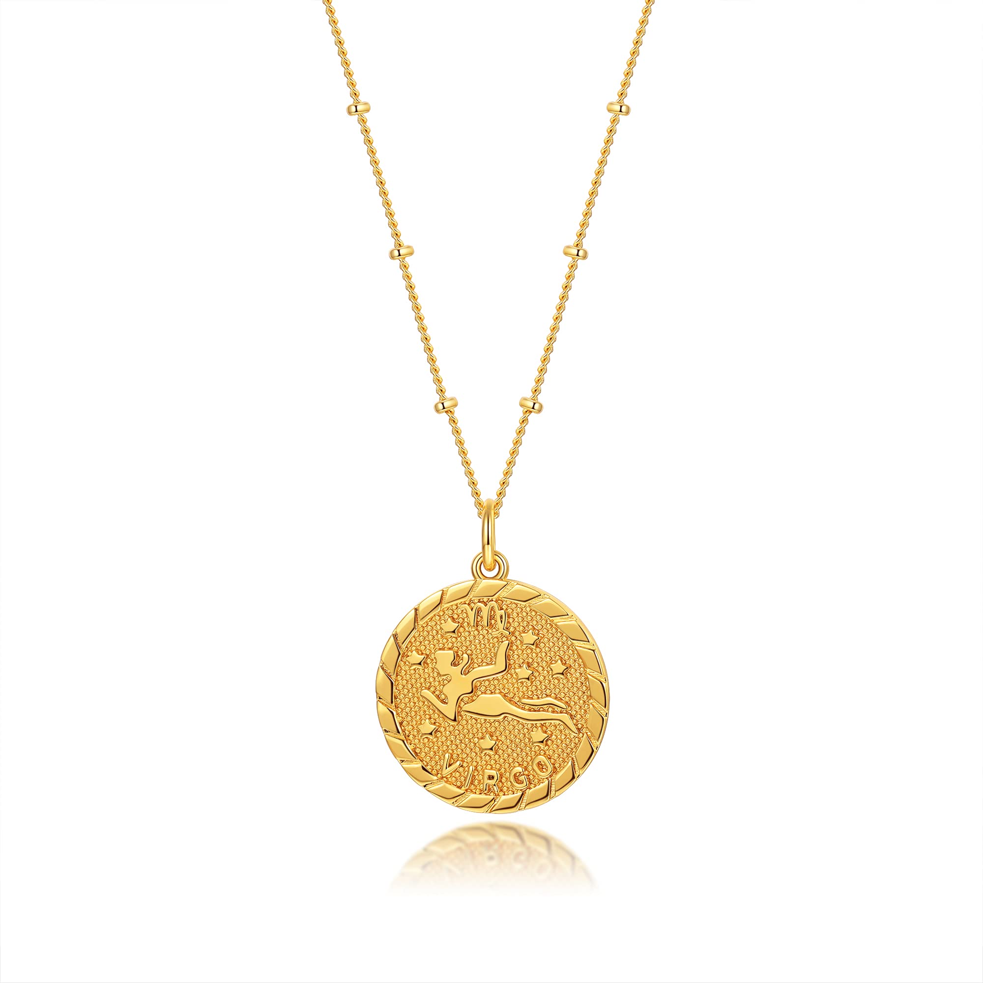 espere Astrology Zodiac Necklace in Gold | Horoscope Zodiac Pendant Coin Medallion Necklace 18-20''