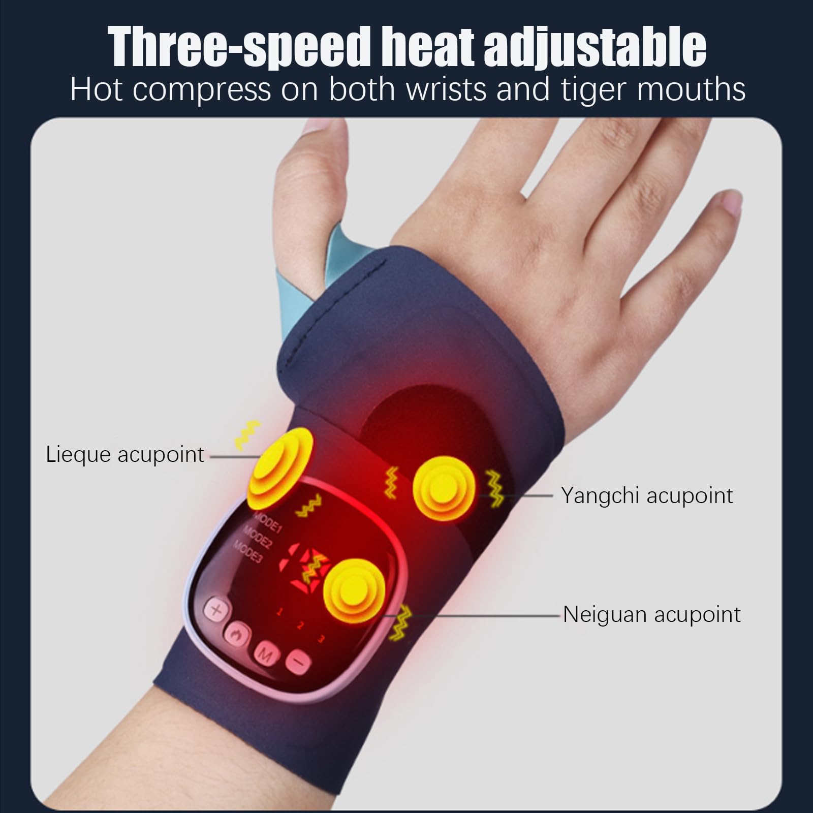 XoTiq Masajeador eléctrico de Manos, Protector de muñeca de presión de Calor inalámbrico, con Tres configuraciones de Calor Ajustables, Nueve Combinaciones de Modo y un Masaje cronometrado