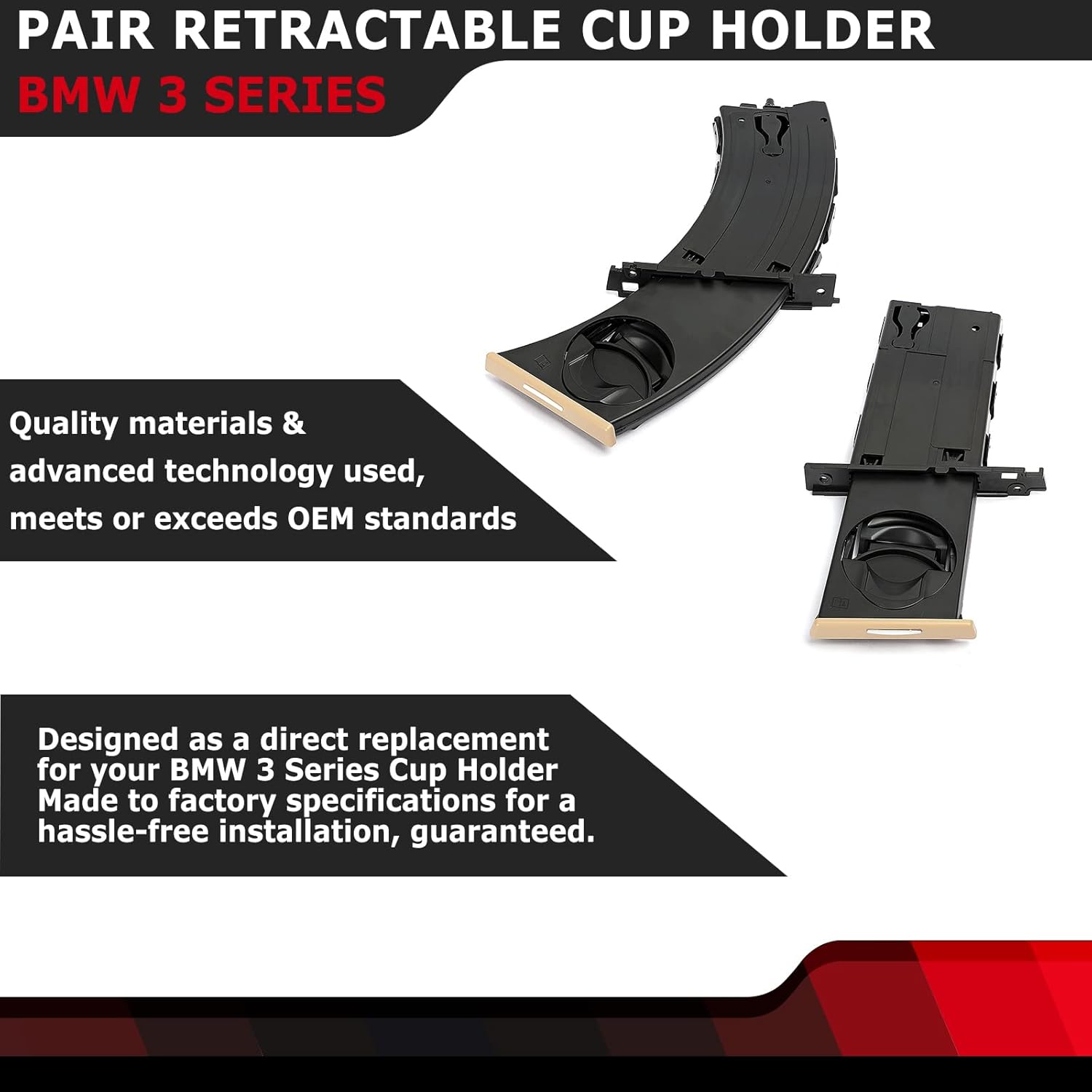 Left&Right Side Dashboard Cup Holder Compatible with BMW Z4 E85 E86 2003 2004 2005 2006 2007 2008 Replaces 51457070323 51457070324 Black