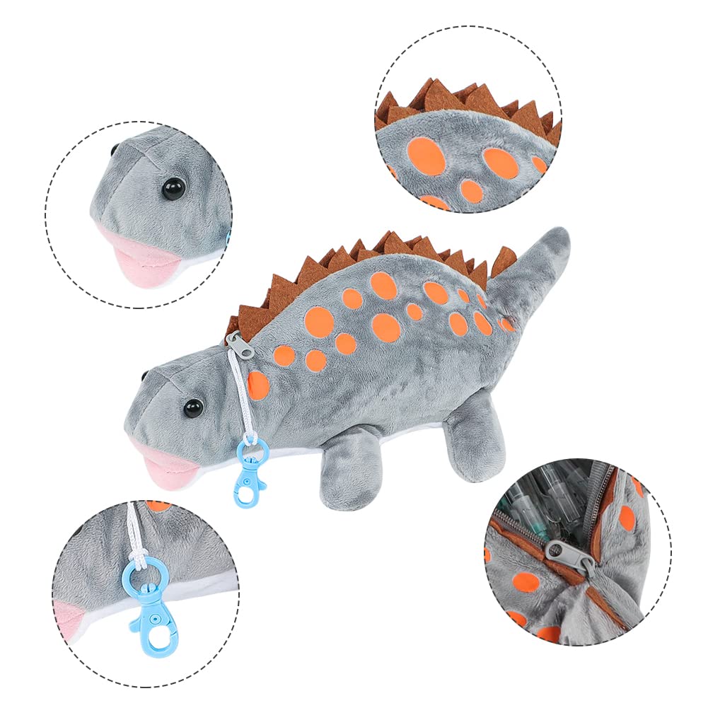 Kids Dinosaur Pencil Case 3D Plush Pen Bag Cute Animal Soft Pencil Box Children Zipper Pen Pouch Large Capacity Pencil Holder Novelty Stationery Organiser Storage Bag Birthday Gift for Boys Girls - Image 3