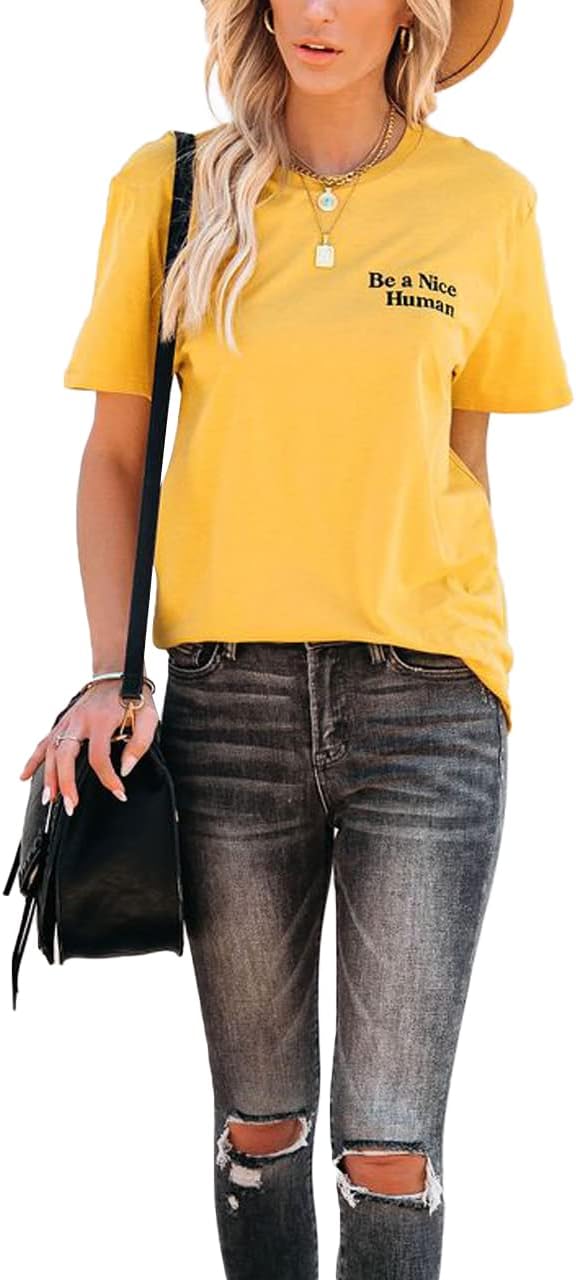 MLEBR Womens Short Sleeve Crew Neck Graphic Shirts Fashion Basic Tee T Shirts Casual Tops Blouses - Image 4