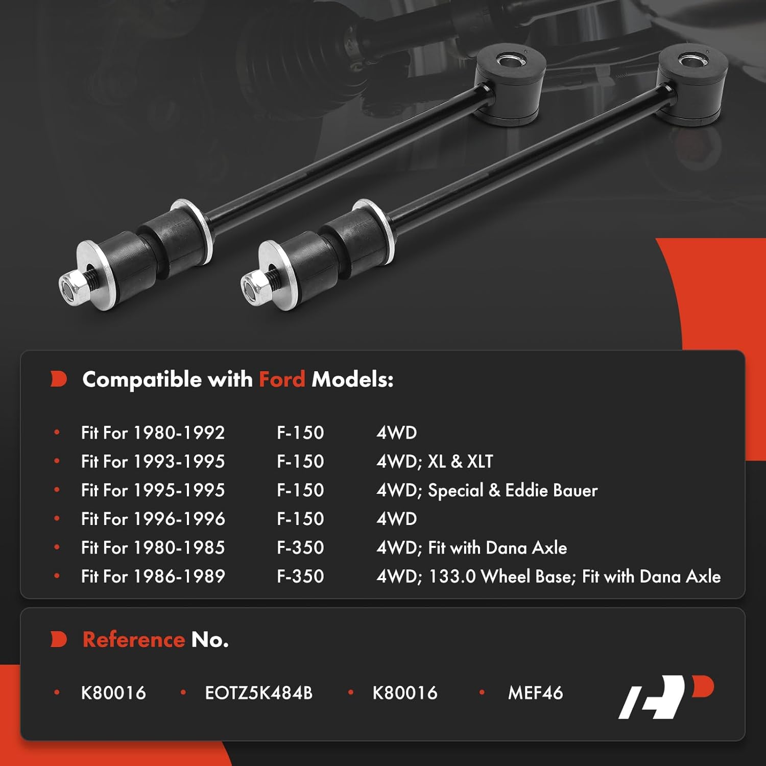 A-Premium 2 x Rear Sway Bar Links Stabilizer Bar Links, Compatible with Ford F-150 F150 1980-1996, F-350 F350 1980-1989, 4WD