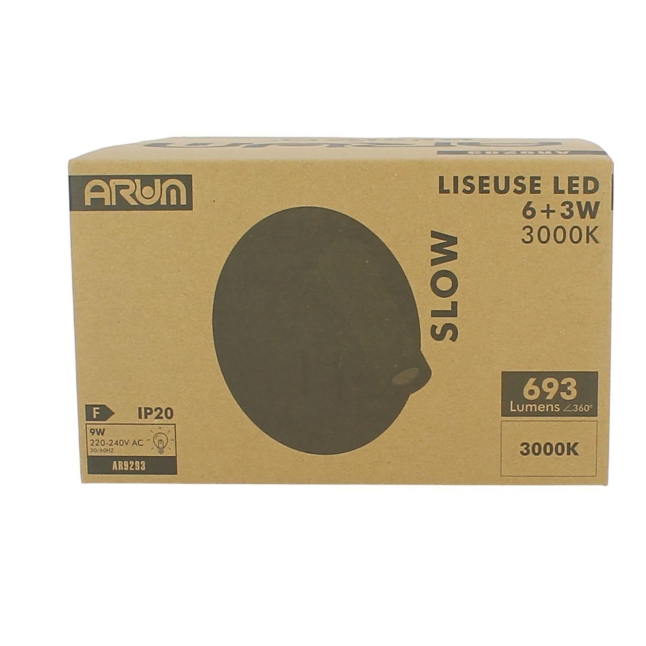Arum Applique Liseuse LED Murale SLOW 9W (6W+3W) – Double Éclairage Tête de Lit avec 2 Interrupteurs – Spot de Lecture Orientable & Rétro-éclairage Ambiance – Gris Anthracite (Blanc Chaud)