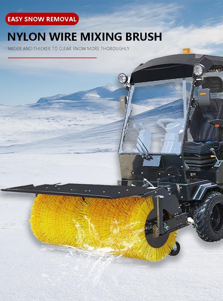 Construction Site Enclosed Snow Sweeper, Heated Cabin and LED Safety Lighting, Wide Roller Brush for Access Roads, Equipment Zones and Worker Passage Areas Winter Clearing