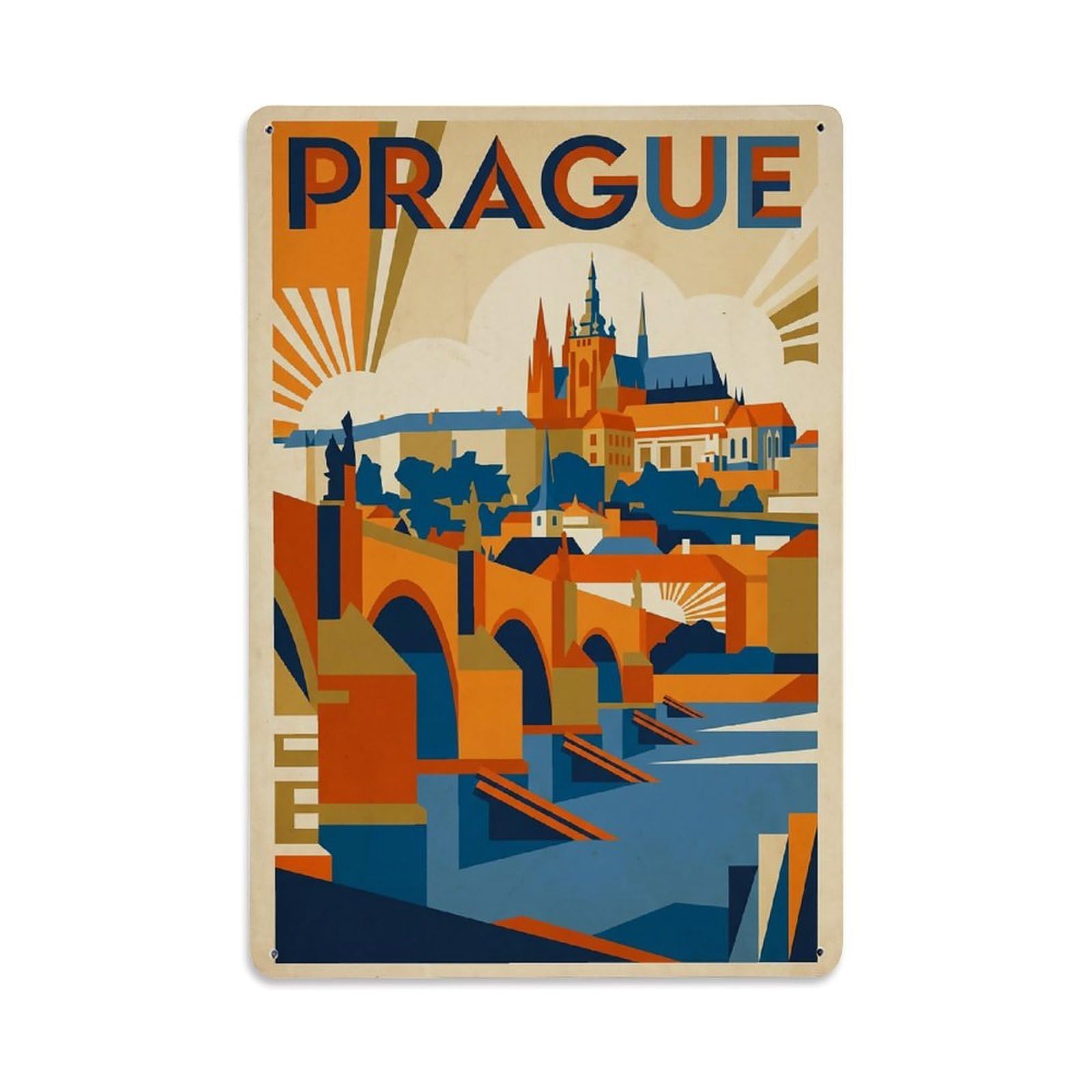 Retro Travel Czech Republic Prague Metal Tin Sign