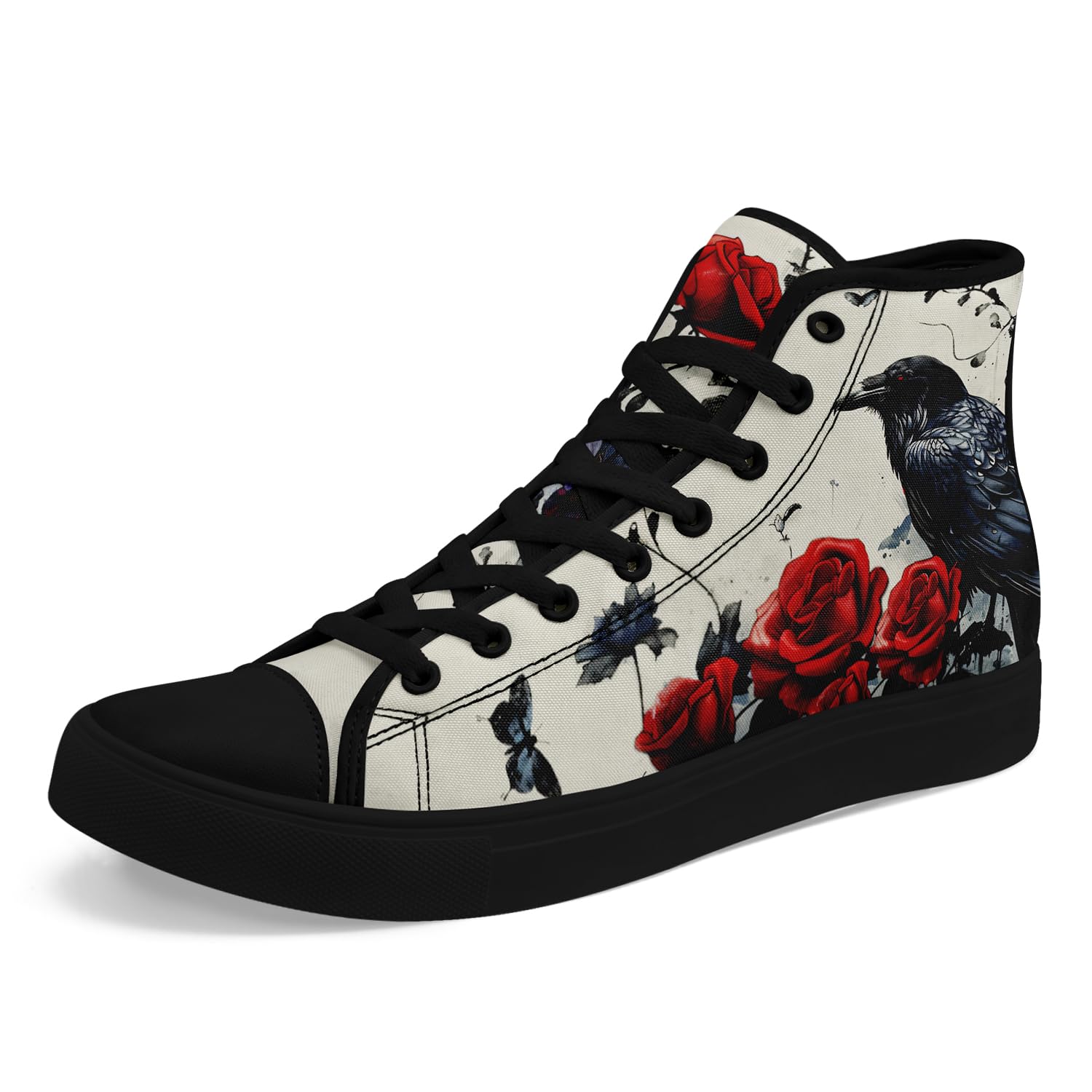 coolcustomize Men's Skull Canvas High Top Shoes Classic Fashion High Top Sneakers Unisex Casual Lace Up Tennis Shoes