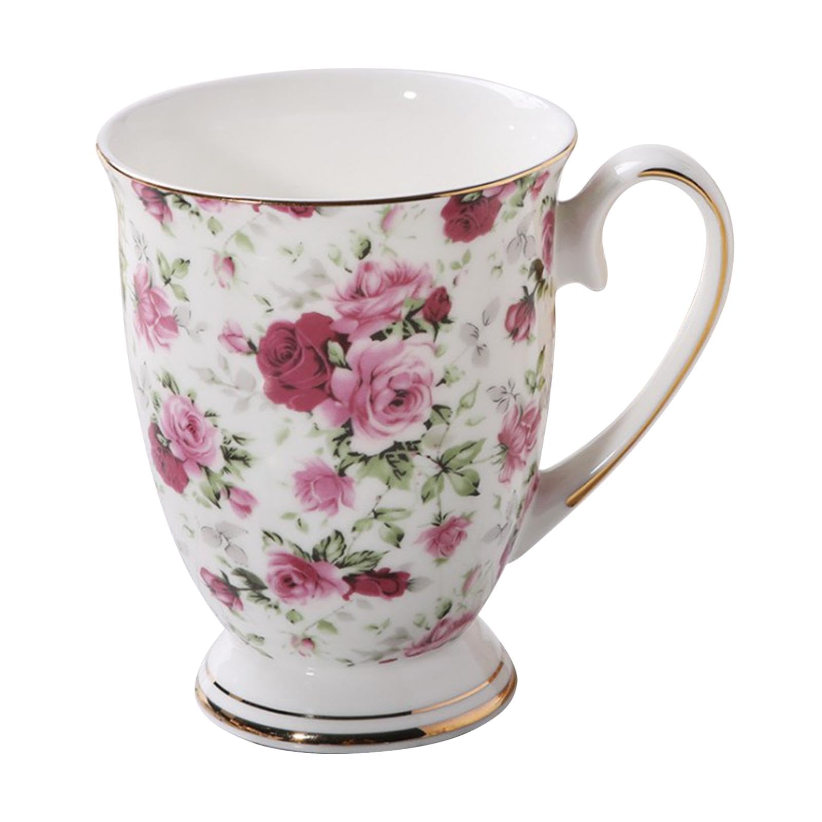 Hobngmuc Bone China Mug, 300 ml Floral Ceramic Coffee Cup, Bone Porcelain Classic Breakfast Cup, Euro Style Art Tea Cup Coffee Mug, Coffee Mugs, Floral Mugs, Tea Mug, Tea Cups, Dishwasher Safe