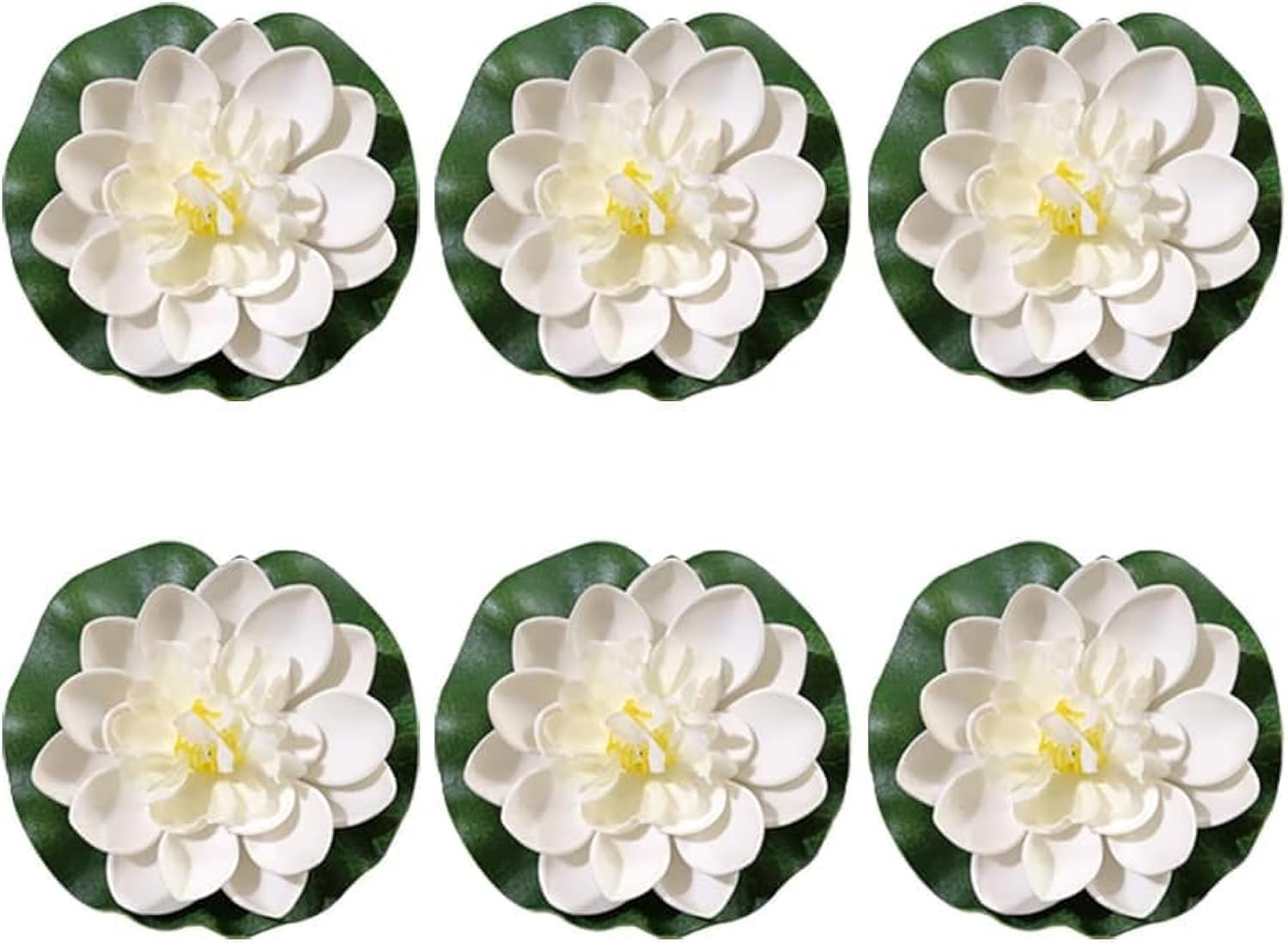 6 Pcs White Artificial Lotus Flowers Large Floating Lotus Faux Water Lily Flowers Fish Pond Artificial Plants with Artificial Lily Pads, Artificial Plants