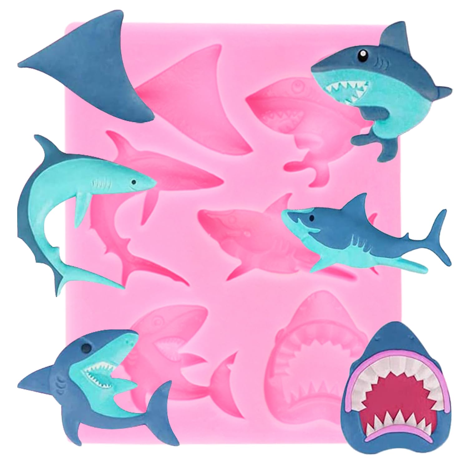 Dolphin Shark Chocolate Candy Silicone Mold 4 Pcs - Ocean Theme Fondant Mold For Cake Decorating, Resin Crafts - View #2