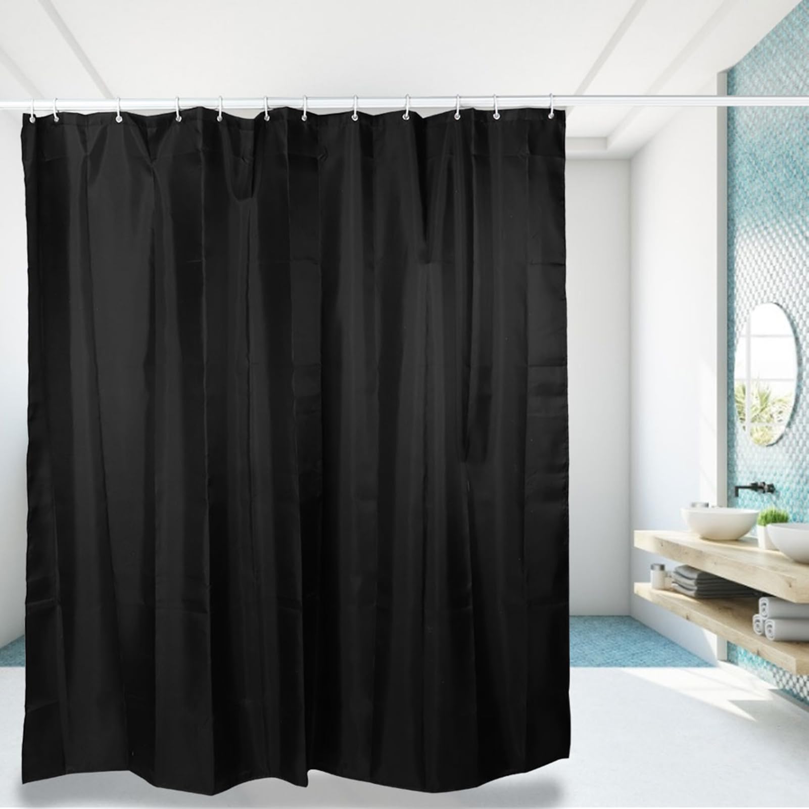 Douchegordijn donkerblauwe gordijnen waterdichte douchegordijnen voor tuin met 12 haken, 180 x 200 cm 3d douchegordijn polyester sneldrogende roestvrije ogen, kamer badkuip badkamerdecoratie, 249