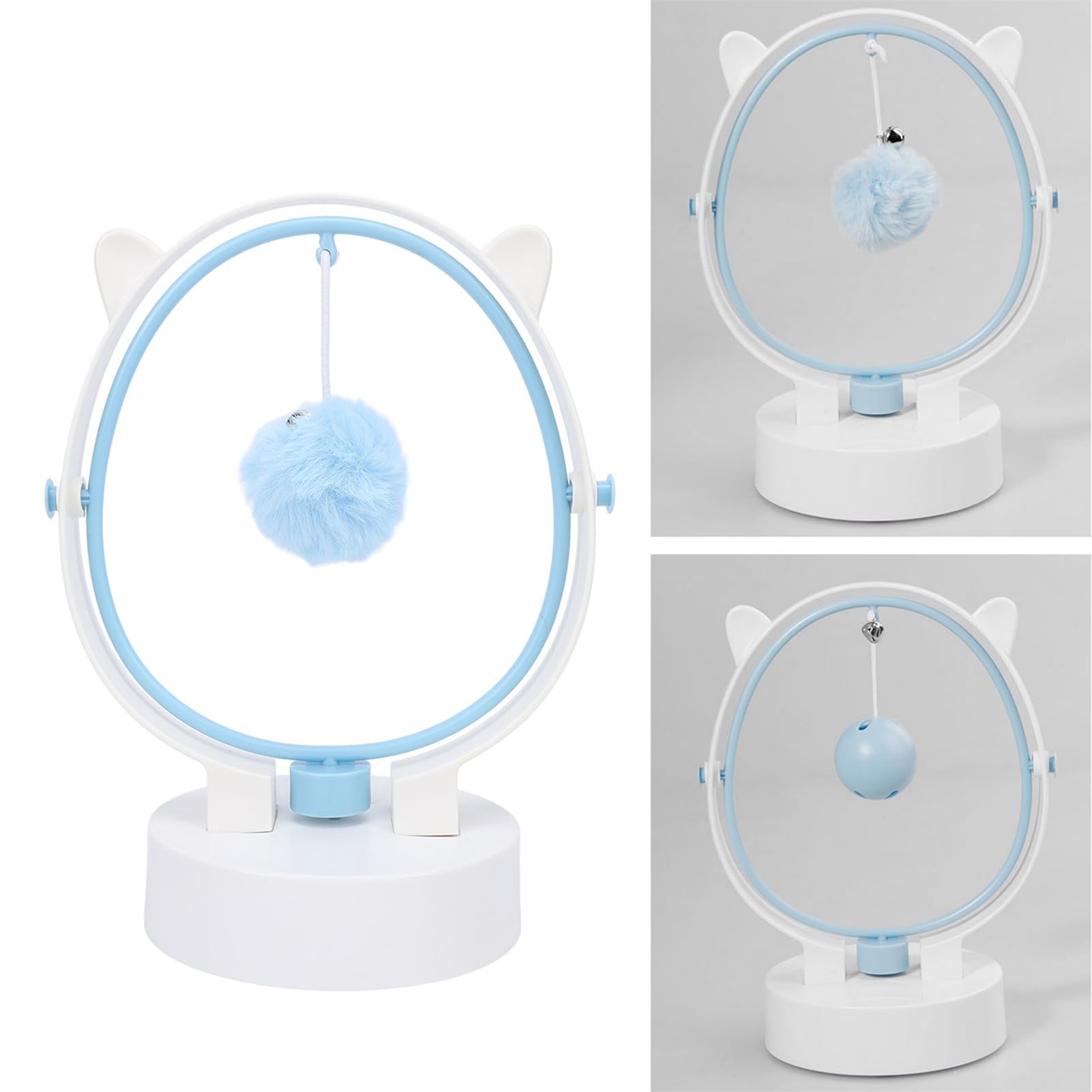 Interaktives Ball-Katzenspielzeug mit Glocke, Perpetual Motion, schwingender Leckerli-Spender, Katzenspielzeug für Hauskatzen, Kätzchen, Kunststoff, 8,46 x 4,53 x 6,50 Zoll