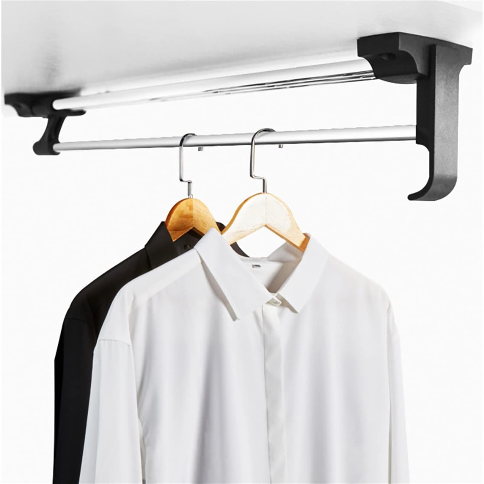 BHGFYXBS Extendable Pull Out Closet Rod, 25-50Cm Adjustable Steel Clothes Storage Hanger Rail For Pants, Coats,size_name-45cm/17.7in