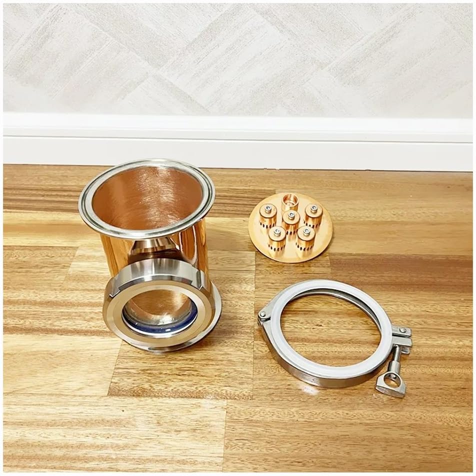 4" OD119mm Tri-Clamp Copper Sight Glass Tee with Copper Bubble Perforated Plate Set for Distillation, Homebrew Beer Equipment Silver
