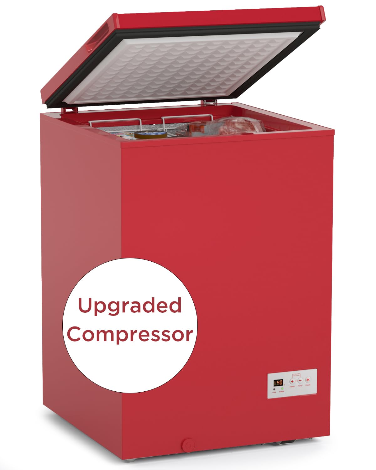 ADT Chest Freezer Free-Standing Top Door Freezers 6.8℉ to -4℉ (Red, 1.8 Cubic Feet) | Fridge.com